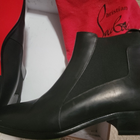 Vgc Christian Louboutin boots black red bottoms 40 10 marmada flat calf heels bo - Picture 6 of 8